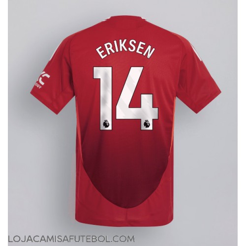 Camisa de Futebol Manchester United Christian Eriksen #14 Equipamento Principal 2024-25 Manga Curta